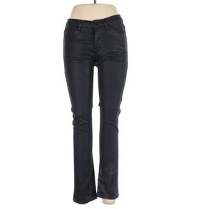 The Kooples Navy Mid-Rise Button Fly Faux Leather Jeans 28